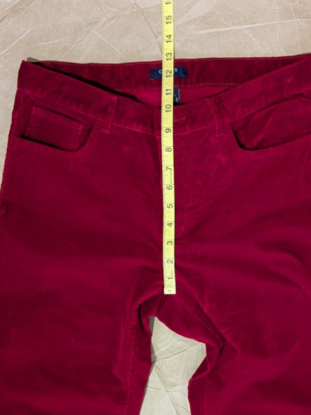Share CHAPS women's red corduroy straigh-leg mid-rise cotton blend size 12P pant - Picture 3 of 5